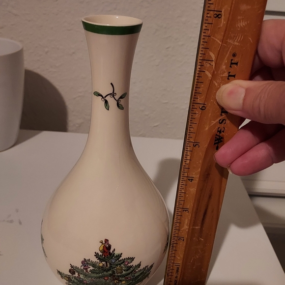 Vintage Porcelain Spode Christmas Tree Bud Vase Made in England Porcelain 8" - Picture 8 of 9